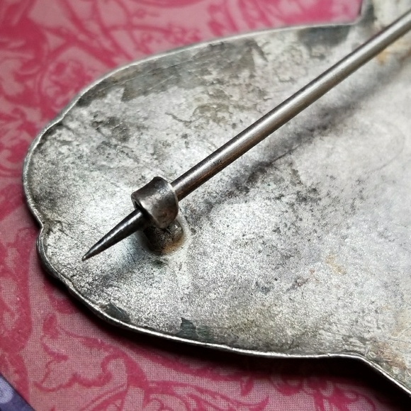 Vintage Shriners brooch Art Nouveau broach pin silver tone butterfly - Picture 7 of 7